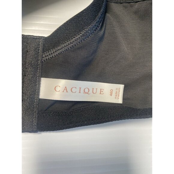 Cacique Unlined Full Coverage Underwire Bra Black Sz 46D NWT New Classic Support - Picture 7 of 8